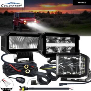 LEDワークフォグ ドライビングライト バーハイビーム ヘッドライト 12V LEDライト ブラケット 作業灯24VオフロードATV 4X4 LEDボート トラック - 1PC　Flood　lamp