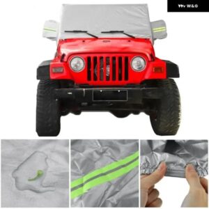 車用サンシールドカバー ジープ ラングラー TJ 1997-2006 スノーレインカバー 耐候性 車カバー ボディ 防塵 UV プロテクター シルバー - Silver-4　door