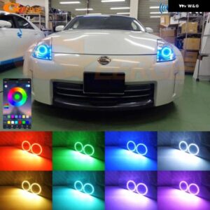 日産 350 Z 350Z 2003 - 2009 BTアプリ RFリモート コントロール マルチカラー 超高輝度 RGB LED エンジェルアイキット ハローリングライト - 06-09　HD