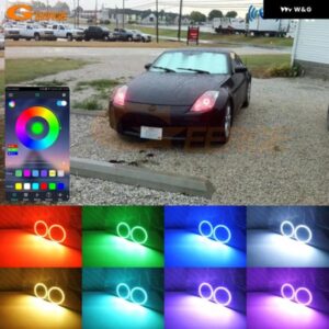 日産 350 Z 350Z 2003 - 2009 BTアプリ RFリモート コントロール マルチカラー 超高輝度 RGB LED エンジェルアイキット ハローリングライト - 03-05　HD