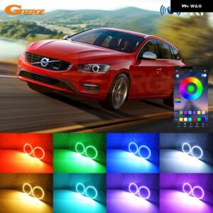 ボルボ S60 V60 2014 - 18 RFリモートBLUETOOTHアプリマルチカラー超高輝度RGB LEDエンジェルアイキット ハローリング - HALOGEN　HD