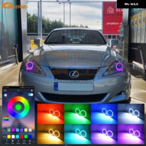 レクサス IS II 220 250 300 350 IS220 IS250 IS300 IS350 RFリモートBTアプリ 超高輝度マルチカラーRGB LEDエンジェルアイ ハローリング - 2006-2010
