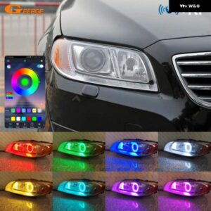 ボルボ S80 V70 XC70 キセノン ヘッドライト BTアプリ RFリモート コントロール マルチカラー 超高輝度 RGB LED エンジェルアイキット ハローリング - Xenon　Headlight