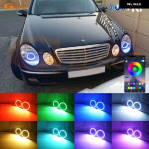 メルセデス ベンツ E クラス W211 2003-2009 RFリモートBLUETOOTHアプリマルチカラー超高輝度RGB LEDエンジェルアイキット ハローリング - Pre　Facelift