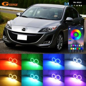 マツダ 3 BL 2009 - 13 RFリモートBTアプリマルチカラー超高輝度RGB LEDエンジェルアイキット ハローリング - Halogen　HD