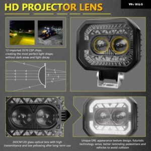 120W LED バイク 用スポットライト 18000LM バイク 用フロント ヘッドライト ホワイトイエロー ダブルライト 車用補助スポットライト 6000K 12-60V - 2Pcs　White