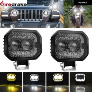 120W LED バイク 用スポットライト 18000LM バイク 用フロント ヘッドライト ホワイトイエロー ダブルライト 車用補助スポットライト 6000K 12-60V