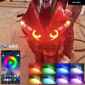 ヤマハ YZF-R1 2009 - 14 BLUETOOTHアプリ マルチカラー 超高輝度 RGB LED エンジェルアイキット ハローリング