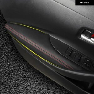 トヨタ カローラ E210 2019 - 24 ハイブリッド レザー カードア アームレスト ケース ホルスター ステッカー アクセサリー - Red　Line