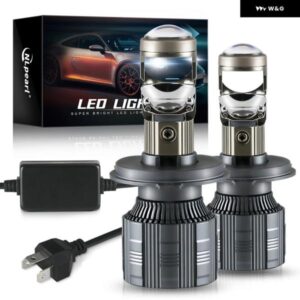 100W 30000ML 2個 H4 LED ミニプロジェクターレンズ 6500K ホワイト 車用 ヘッドライト 電球 CSP CANバス 超高輝度 ヘッドランプ フォグランプ