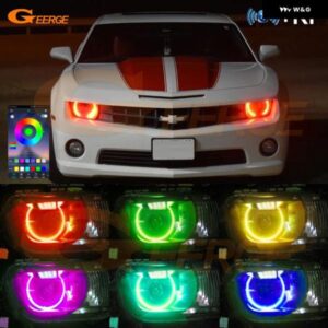 シボレー シボレー カマロ 2009 - 13 RFリモートBTアプリ マルチカラー 超高輝度 RGB LED エンジェルアイキット ハローリング