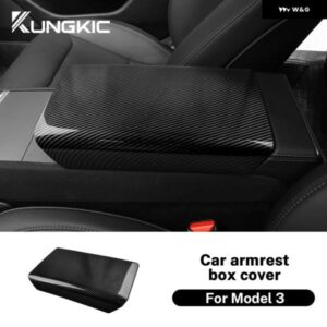 テスラ モデル3 ハイランド 2024 センター コンソール アームレスト カバー ABS カーボン トリム カバー 新型 モデル3 車内アクセサリー - ABS　Carbon　Fiber