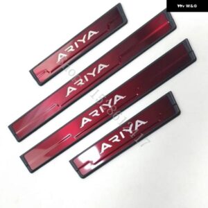 日産 アリア 2022 2023~2025 ステンレス クローム ドアシルキックプレートガード ペダル パッド プロテクター スタイリング 2022~2025 - Red