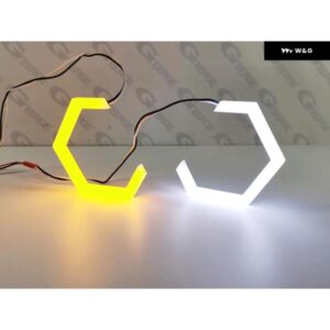 三菱 ランサー 10 X EVO 超高輝度スイッチバックウィンカーコットンホワイト アンバー 六角LEDエンジェルアイハローリングライト - Emitting　Color