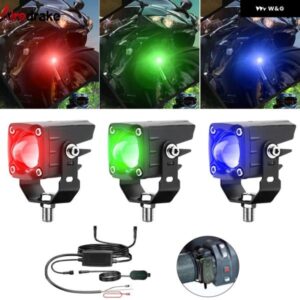 120W 18000LM LED バイク 用スポットライト ヘッドライト 赤/青/緑 スポットライト 6000/3000/10000K バイク トラック SUV フォグランプ 12-30V - Red