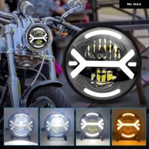 ラングラー ラウンド ヘッドライト 5.75インチ LED オートバイ ヘッドライト H4 ヘッドランプ ハーレー ジープ 200W 15000LM 6000K 汎用 ヘッドライト - 2PCS