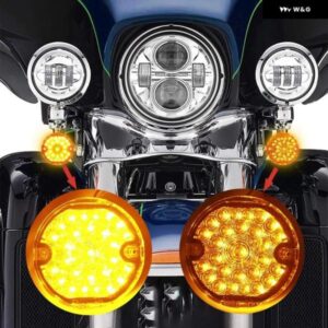 3.75インチ 1157 フロントLED オートバイ ウィンカーライト アンバー ランプ ハーレー ロードキング クラシック ウルトラ クラシック /リミテッドFLSTC