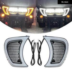 バイク 用 ヘッドライト ベントアクセント ウィンカー LED インジケーター サイドライト ハーレー ロードグライド FLTRX 2015-2023