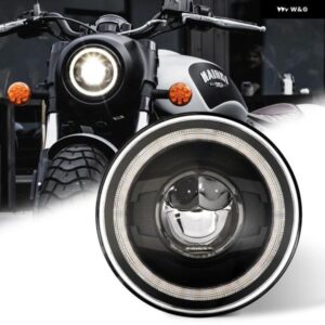 1個 12V 7インチ LED ヘッドライト DRL ハイ/ロービーム ハローリング アンバー エンジェルアイ JEEP LADA NIVA オートバイ LADA オフロード 4X4 UAZ - Black