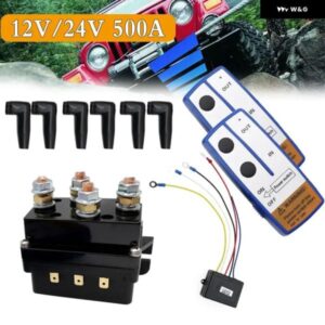 12V/24V 400A ウインチリモートコンタクタ ウインチ コントロール ソレノイド リレー ツインワイヤレスリモートキット 車 バイク オフロードアクセサリー - 12V