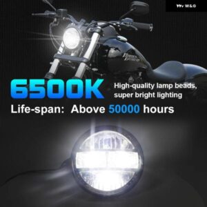 オートバイ 用 5.75インチ LED ヘッドライト ハーレー スポーツスター 1200 883 ストリート 500 750 12V DRL モーター 5-3/4インチ プロジェクター ラウンド - Chrome