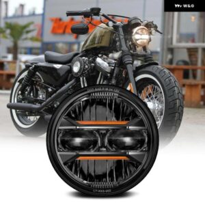 オートバイ 用 5.75インチ LED ヘッドライト プロジェクター エンジェルアイズ H4 5-3/4インチ ヘッドランプ DRL ウィンカー ハーレー スポーツスター ダイ