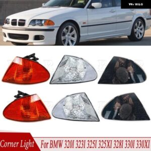 BMW 3シリーズ E46 1999-2001 フロント バンパー コーナー マーカーライト レンズ ウィンカーランプ パーキング シグナル インジケーター 63136902766 - White　Lens-Left