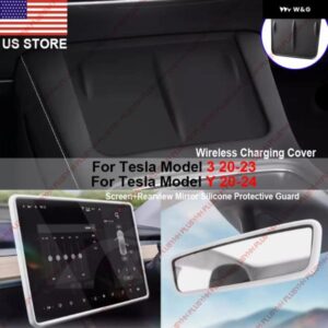 ワイヤレス充電カバー センター コンソール マット スクリーン+バックミラー シリコン ガード TESLA MODEL3 20-23 MODELY 20-24