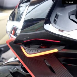 2個 オートバイ バイク フロントサイドスポイラー ウィングレット エアロダイナミックウィングセット固定ウィングLEDライトと粘着 装飾 ステッカー 付き - green