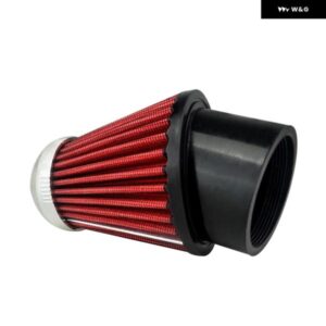レッド オートバイ バイク レンジ付き ファブリック エア フィルター 62MM 汎用 モーターカー ミニ バイク コールドエアインテーク ハイフロー コーン - Red