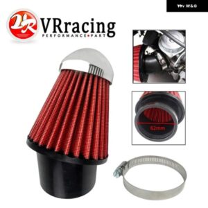 レッド オートバイ バイク レンジ付き ファブリック エア フィルター 62MM 汎用 モーターカー ミニ バイク コールドエアインテーク ハイフロー コーン