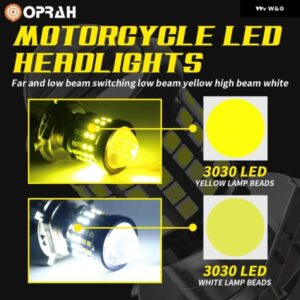 オートバイ バイク ヘッドライト H4 H6 BA20D LED 3030 60SMD 超高輝度 モトハイ/ロービーム LED バルブ 20000LM オートランプ 6000K ホワイトイエロー - BA20d, White