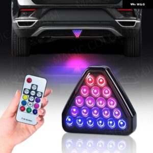 20 LED オートバイ バイク バンパー パイロットライト トライアングル リアブレーキランプ ハザードストロボ ストップ 安全 ブラック レッド RGB F1 スタイ - Black　Case　RED　LAMP