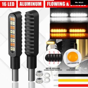 汎用 バイク LED ダイナミックウィンカー ライトホワイト デイタイム ランニングライト 高輝度レッド点滅 ストップブレーキ インジケーター