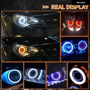 2個 RGB コットン LED エンジェルアイズ ハローリング 60/70/80/90/95/100/110/120MM LED ヘッドライト ランプ 車 バイク DRL アイズ アプリ 制御 - 90MM