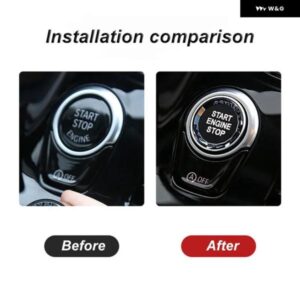 ワンクリックスタート ボタン デコレーション ステッカー ボタン カバー トリム BMW F25 F26 G30 F20 F22 F30 F34 F10 F18 F32 F01 F02 F12 F15 F16 - black