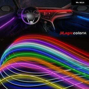 車用LED アンビエントライト 車内 装飾 ランプ 汎用 DIY フレキシブル 隠しカット可能 アクリルストリップ 高 レブル カラー - 1pc　LED　Red