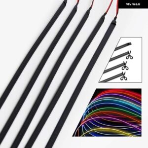 車用LED アンビエントライト 車内 装飾 ランプ 汎用 DIY フレキシブル 隠しカット可能 アクリルストリップ 高 レブル カラー - 1pc　LED　White