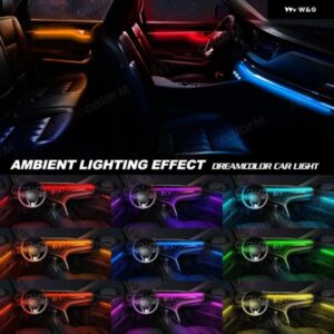 車用LED アンビエントライト 車内 装飾 ランプ 汎用 DIY フレキシブル 隠しカット可能 アクリルストリップ 高 レブル カラー - 1pc　LED　Pink