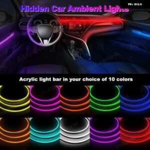 車用LED アンビエントライト 車内 装飾 ランプ 汎用 DIY フレキシブル 隠しカット可能 アクリルストリップ 高 レブル カラー - 1pc　LED　Amber