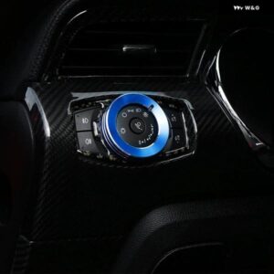 車用 ヘッドライト ノブ調整 ボタン トリム フレーム フォード マスタング 2015 - 20 カー スタイリング アクセサリー - Blue