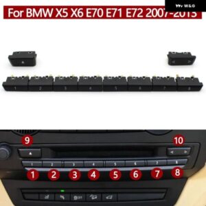車フロント ダッシュボード マルチメディア ラジオ CDプレーヤー数字 ボタン スイッチ ボタン カバー BMW X5 X6 E70 E71 E72 2007-2013 65129228176