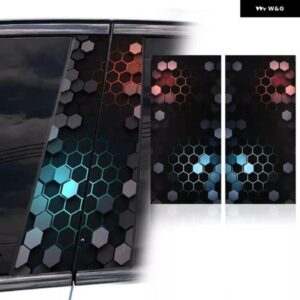 2XハニカムカーBピラー 防水 デカール DIYカードアポスト ステッカー スタイリッシュでモダンな外観 防水 素材多用途