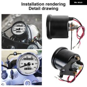 汎用 LEDライトタコメーターレトロ オートバイ バイク ダッシュボード マシン カスタム ランニング距離計モト オートバイ バイク アクセサリーオートゲージ - Sliver