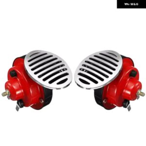 2個 12V 300DB 車用エアホーン カタツムリホーン オートバイ バイク アラーム 大音量 ボート用 - Red
