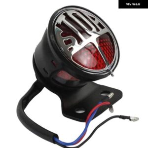 1ピース オートバイ バイク LEDレトロ テールライト ミラー ストップ テールライト ブラック 合金 チョッパー カフェレーサー