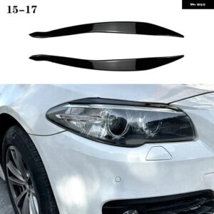 BMW 5シリーズ F10 F11 2011-14 2個 フロントヘッドライト アイブロウカバー 目蓋トリム ステッカー グロスブラック ABS カスタムパーツ ア - Gloss Black 15-17