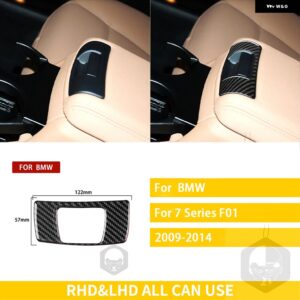 BMW 7シリーズ F01 2009-2014 アクセサリーカーボンインテリアリアストレージ スイッチパネルトリム ステッカー 装飾 カスタムパーツ アク - black