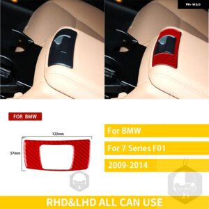 BMW 7シリーズ F01 2009-2014 アクセサリーカーボンインテリアリアストレージ スイッチパネルトリム ステッカー 装飾 カスタムパーツ アク - red