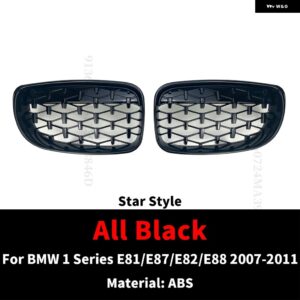 BMW インレットメッシュフロントバンパー グリル グリルチューニングアクセサリーグリッド 1 E81 E87 E82 E88 2007-2011 120I 120D 130I 13 - DM All Black